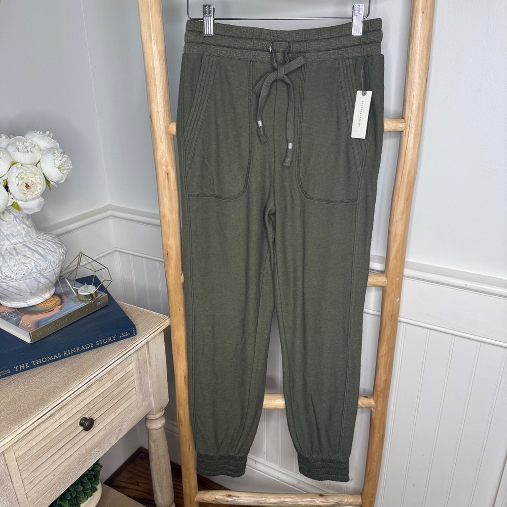 Saturday Sunday Anthropologie Moss Green Knit Joggers XS NWT